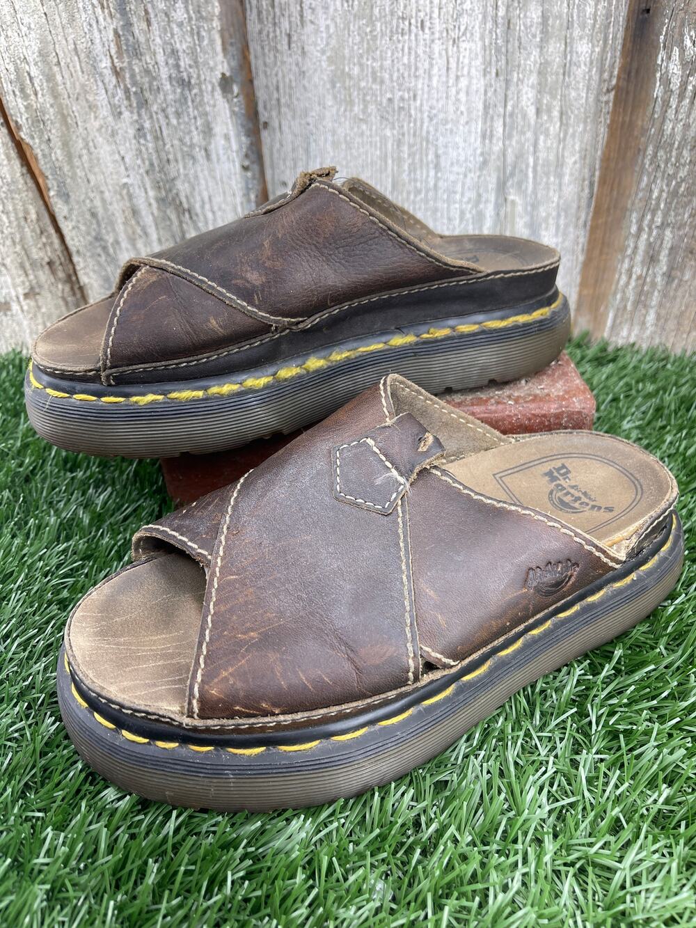 Vintage Dr. Doc Martens Cross Leather Sandals Made In England Men's 6 Women's 7